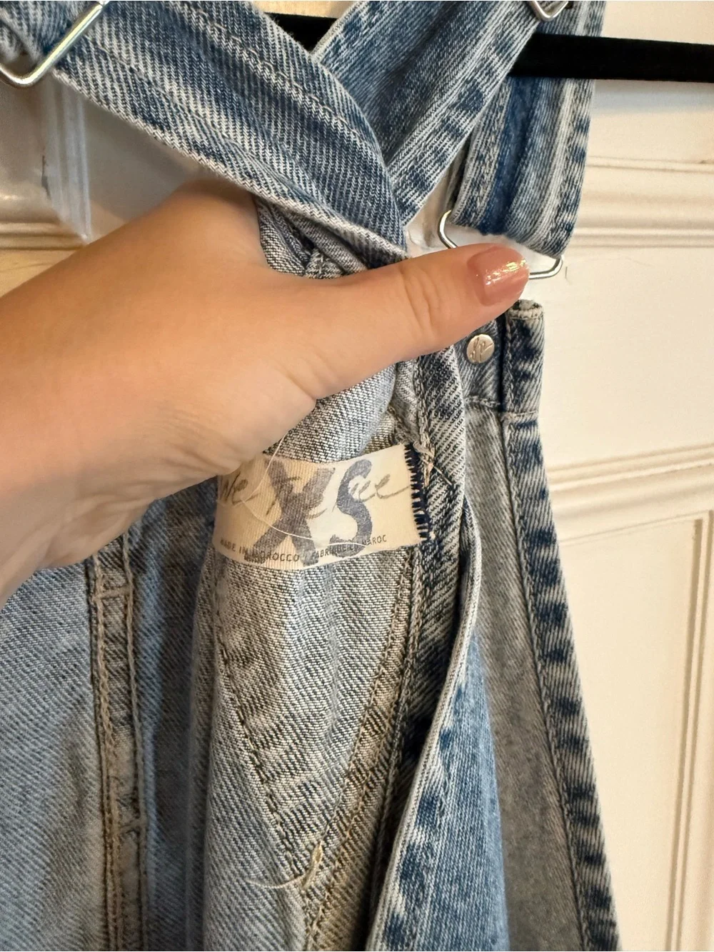 Free People Light Blue Denim Overalls